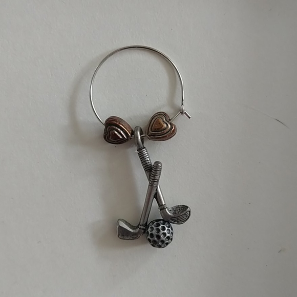 Golf🍷WINE Glass Charms ⛳ 6 gold & silver tone - Picture 5 of 8